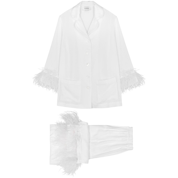 Party white feather-trimmed pyjama set