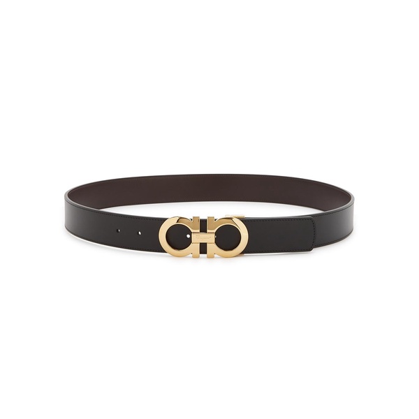 Gancini black reversible leather belt