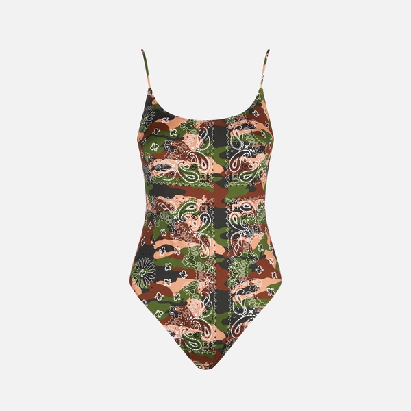 Mimetic Bandanna Print One Piece Swimsuit