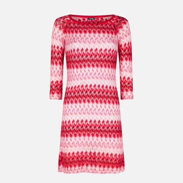 Multicolor Red Knitted Mini Dress