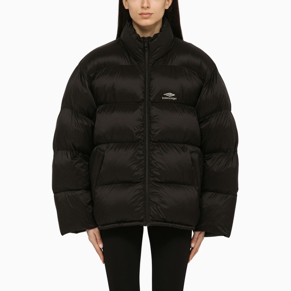 BALENCIAGA Black Nylon Down Jacket with Logo for Women - Season SS24