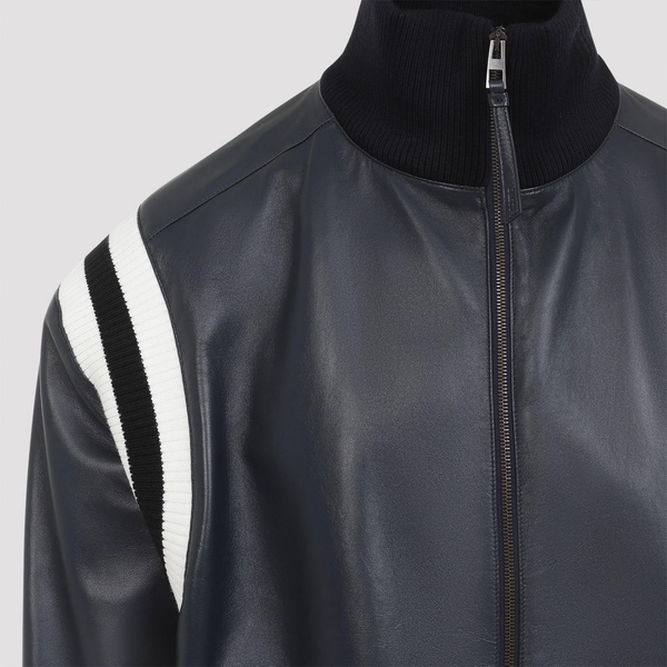 LOEWE Elite Navy Leather Bomber Jacket