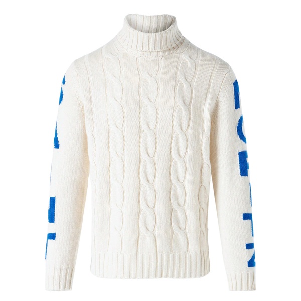 Man Turtleneck Braided Sweater With Saint Moritz Print