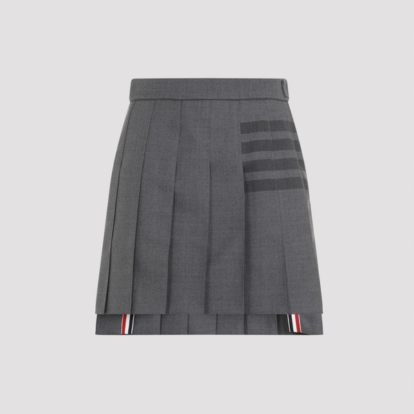 THOM BROWNE Elegant Thigh-Length Pleated Grey Skirt