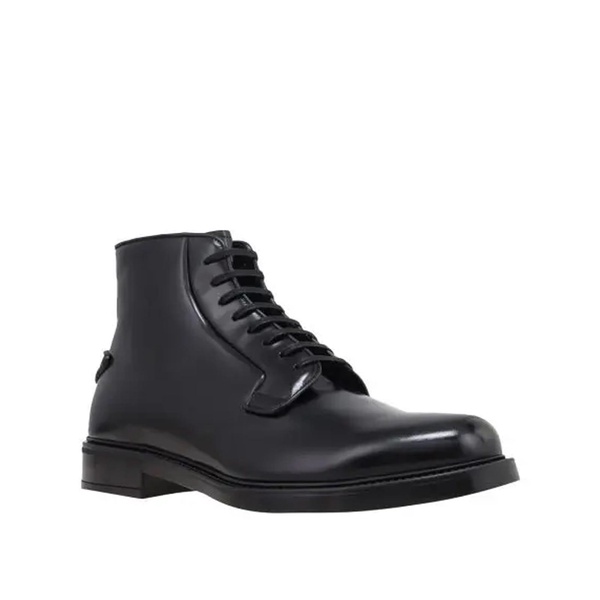 Men's Leather Lace-Up Boots with Triangle Logo