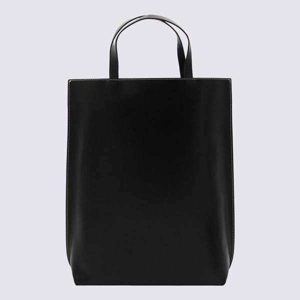 Black Leather Banner Tote Bag