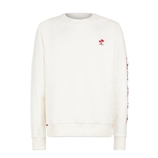 Man White Sweatshirt With Saint Barth Embroidery