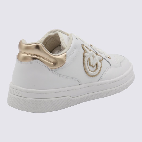 Pinko White And Gold Sneakers