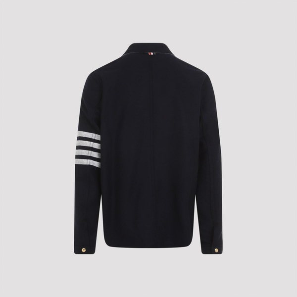 THOM BROWNE Luxury Wool-Cashmere Utility Jacket with Patch Pockets