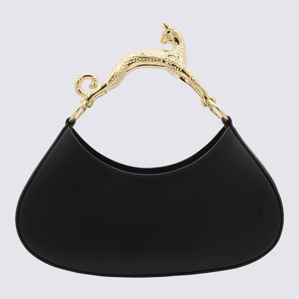 Black Leather Hobo Cat Bolide Top Handle Bag