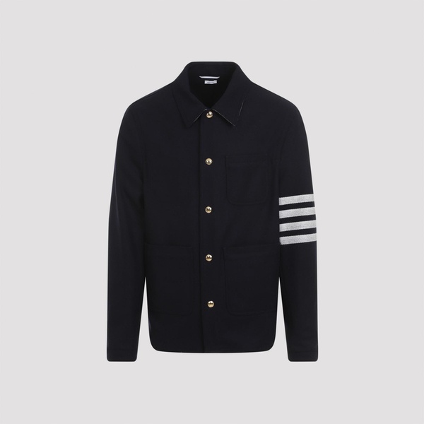 THOM BROWNE Luxury Wool-Cashmere Utility Jacket with Patch Pockets