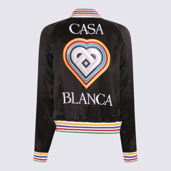 Black And Multicolour Silk Souvenir Casual Jacket