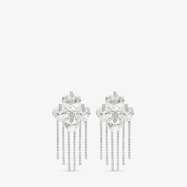 Crystal-Embellished Heart Drop Earrings