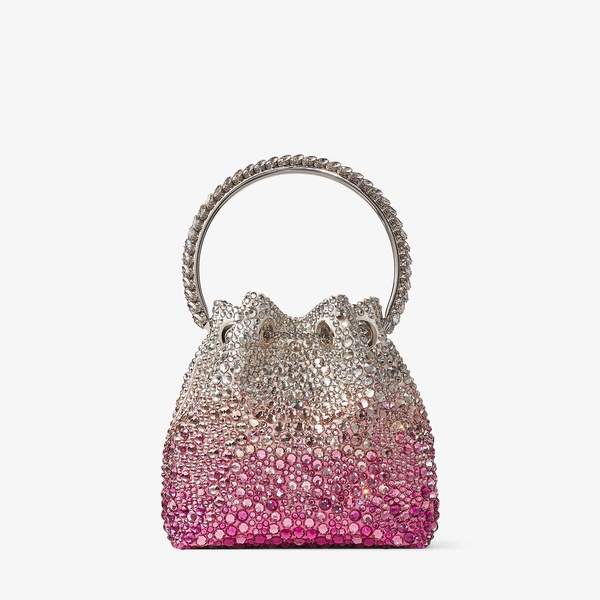 Pink Bon Bon Crystal-Embellished Bucket Bag