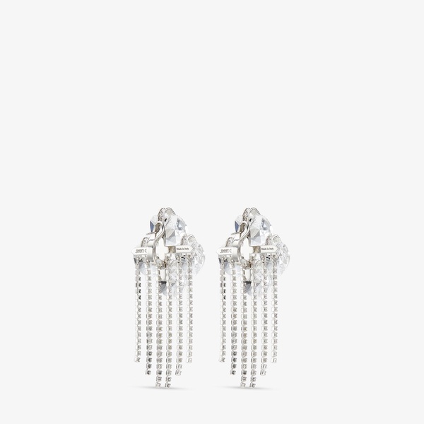 Crystal-Embellished Heart Drop Earrings