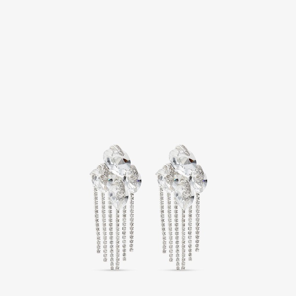 Crystal-Embellished Heart Drop Earrings