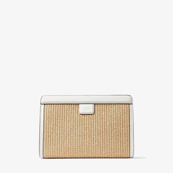 Avenue logo-embroidered woven clutch