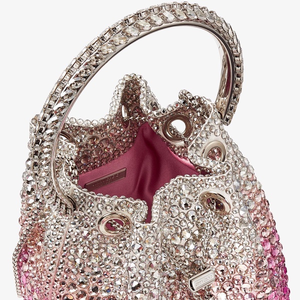 Pink Bon Bon Crystal-Embellished Bucket Bag