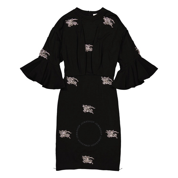 Burberry Equestrian Knight Crystal Embellished Long Sleeve Dress, Brand Size 08 (US Size 6)