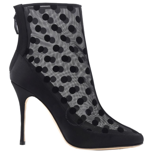 Manolo Blahnik Mukinka Verona Mesh Polka Dot Ankle Boots