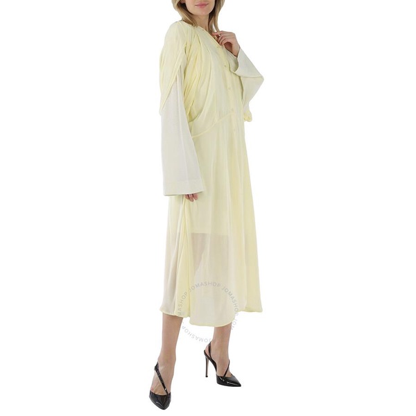 Acne Studios Ladies Pale Yellow Layered Long Sleeve Dress