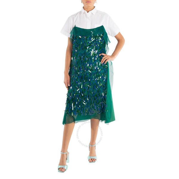 Sacai Ladies Green Spangle Embroidery Dress