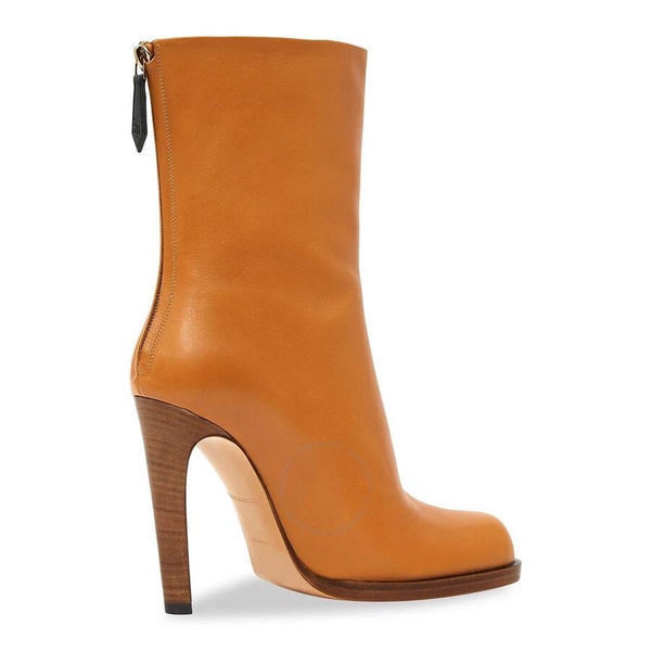 Burberry Ladies Ochre Square-Toe Ankle Leather Boots