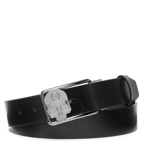 Philipp Plein Skull Buckle Adjustable Leather Belt