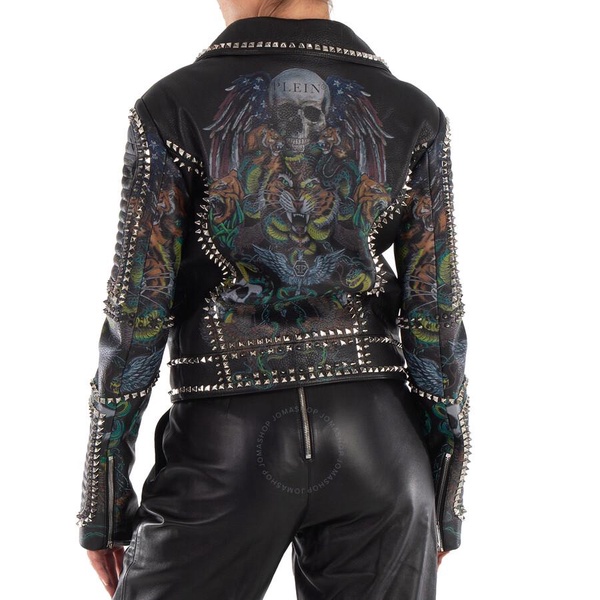 Philipp Plein Tattoo-Print Biker Jacket