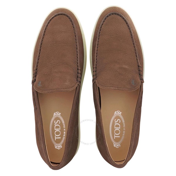 Tods Men's Walnut Suede Slip-On Moccasins