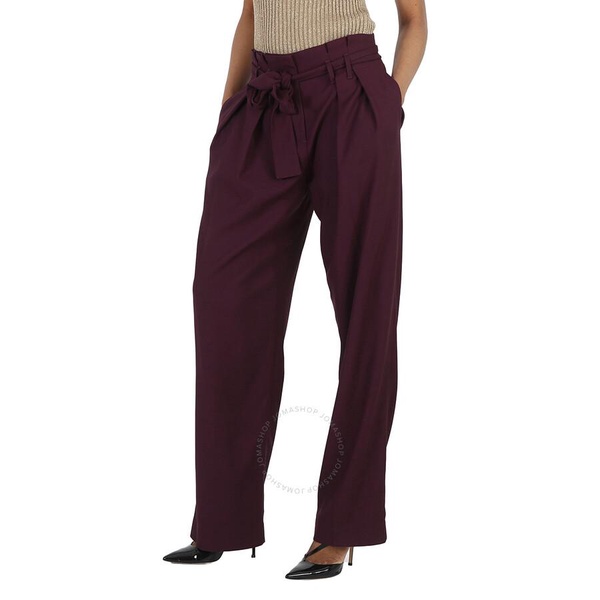 Victoria Beckham Ladies Pants Purple 2 Pleat Tie Pant