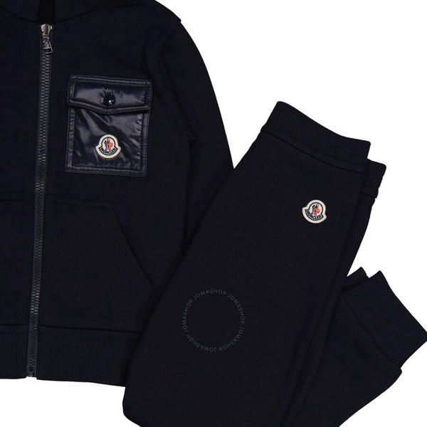 Moncler Boys Navy Logo Patch Hooded Tracksuit Set