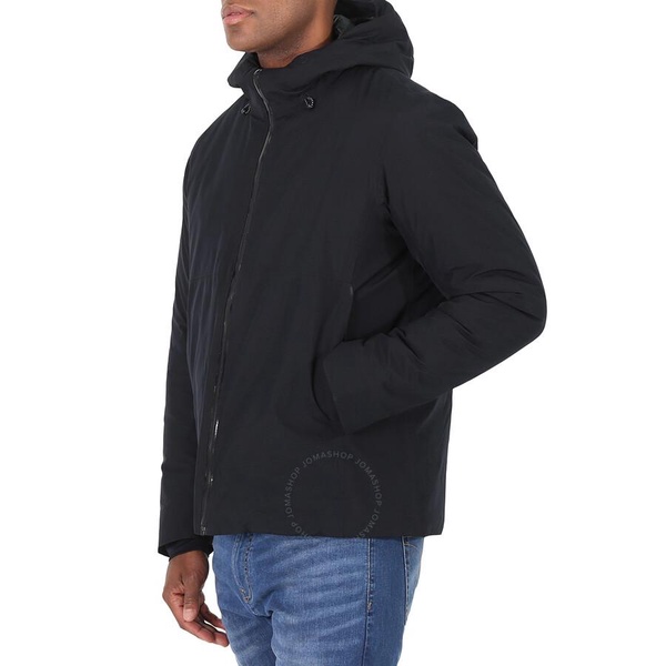 Save The Duck Men's Black Alvaro Logo-patch Hooded Padded Jacket