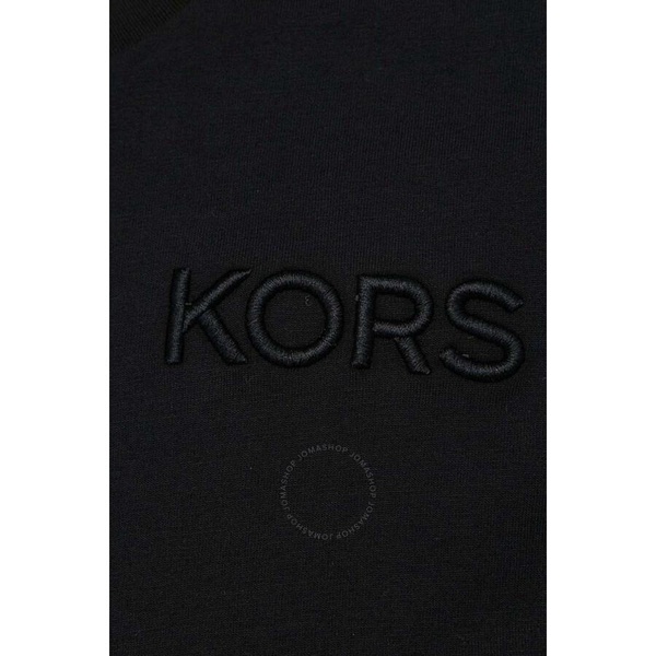 Michael Kors Ladies Black Logo Embroidered Organic Cotton T-Shirt