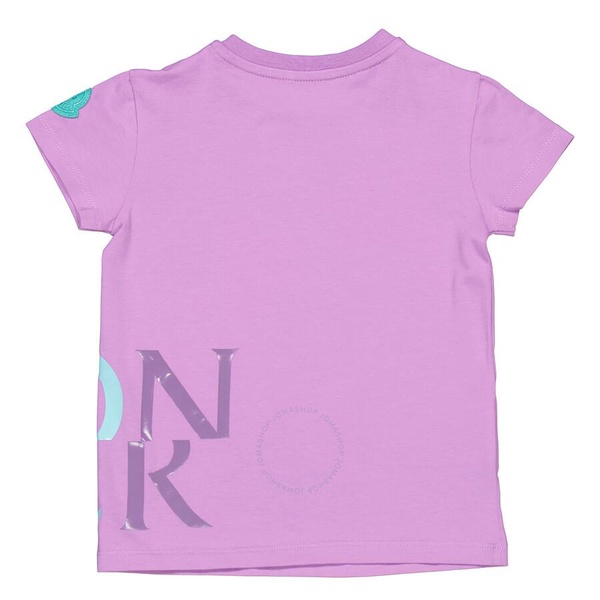 Moncler Kids Pastel Purple Cotton Logo Print Short Sleeve T-Shirt