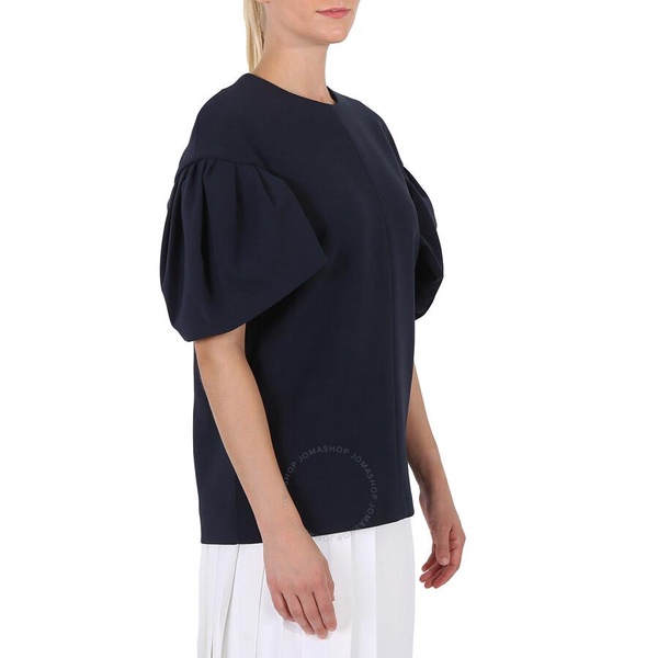 Victoria Beckham Ladies Knit Tops Navy Tuck Sleeve Top, Brand