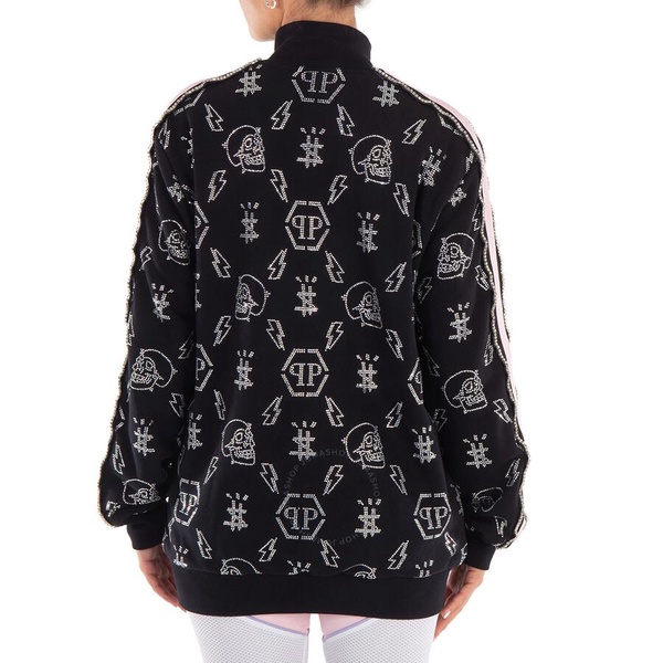 Philipp Plein Rhinestone Monogram Cotton Fleece Jogging Jacket