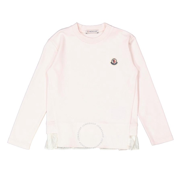 Moncler Girls Ruffle-Trim Logo Patch Long-Sleeve T-Shirt