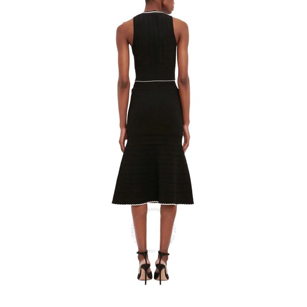 Victoria Beckham Black Flared Midi Knit Skirt