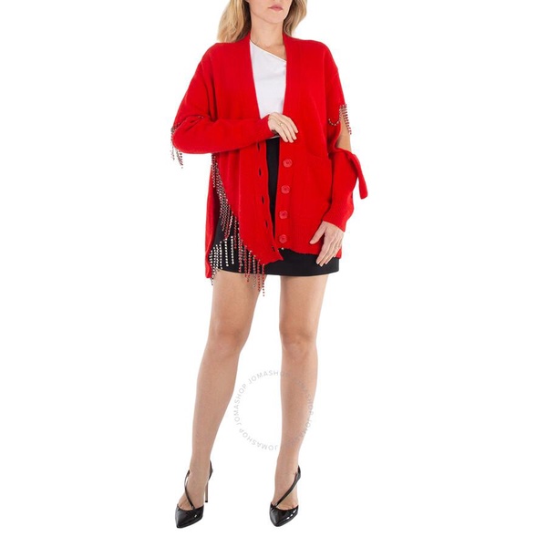 Christopher Kane Ladies Red Crystal Cupchain Cutout Cardigan, Size Small