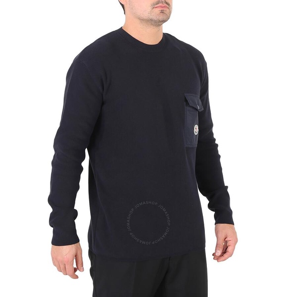 Moncler Men's Navy Logo-Patch Ribbed Jumper