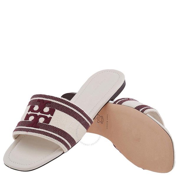 Tory Burch Double T Jacquard Slide Sandals