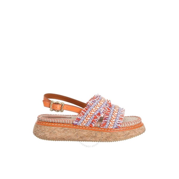 Zimmermann Ladies Orange Fringed Braided Espadrille Sandals