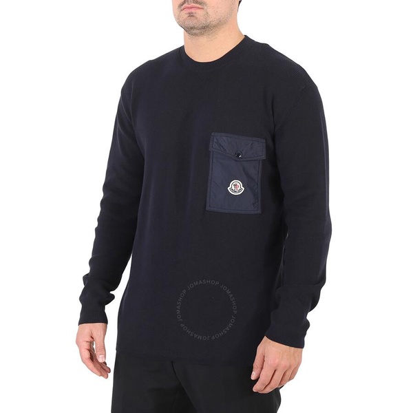 Moncler Men's Navy Logo-Patch Ribbed Jumper