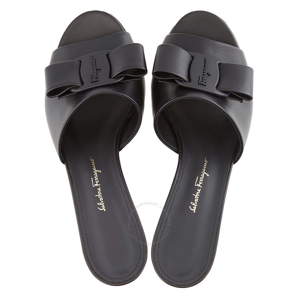 Salvatore Ferragamo Ladies Black Leather Viva 55 Sandals