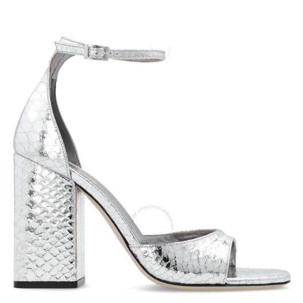 Paris Texas Silver Fiona Embossed Leather Sandals