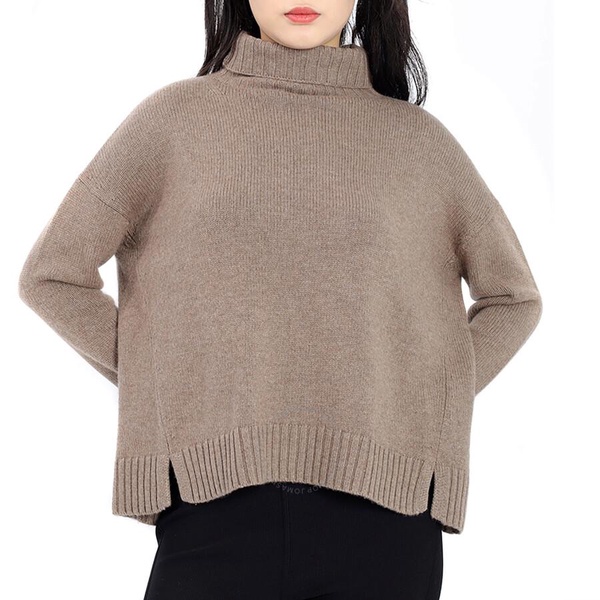 Max Mara Trau Wool And Cashmere High-neck Knitted Sweater In Turtledove