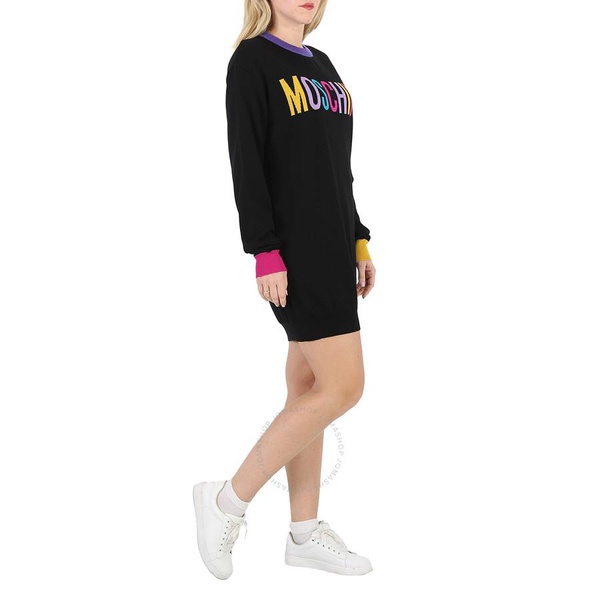 Moschino Black Intarsia Logo-Knit Jumper Dress