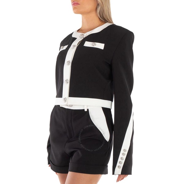 Philipp Plein Black And White Stretch Viscose Cady Jacket