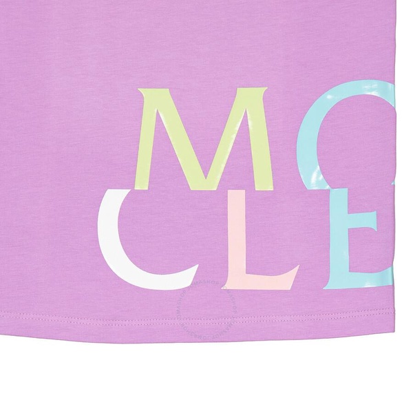 Moncler Kids Pastel Purple Cotton Logo Print Short Sleeve T-Shirt